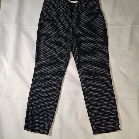 Ricki's Ankle Pants Size M Stretch Geo Pattern Black Pull-on  Leg Vent Detail - Picture 2 of 10